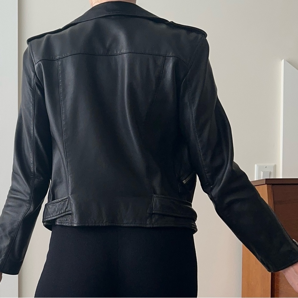 All Saints Black Leather Balfern Jacket - Picture 3 of 10